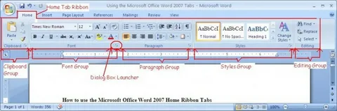 Microsoft Ribbon Worksheet PDF